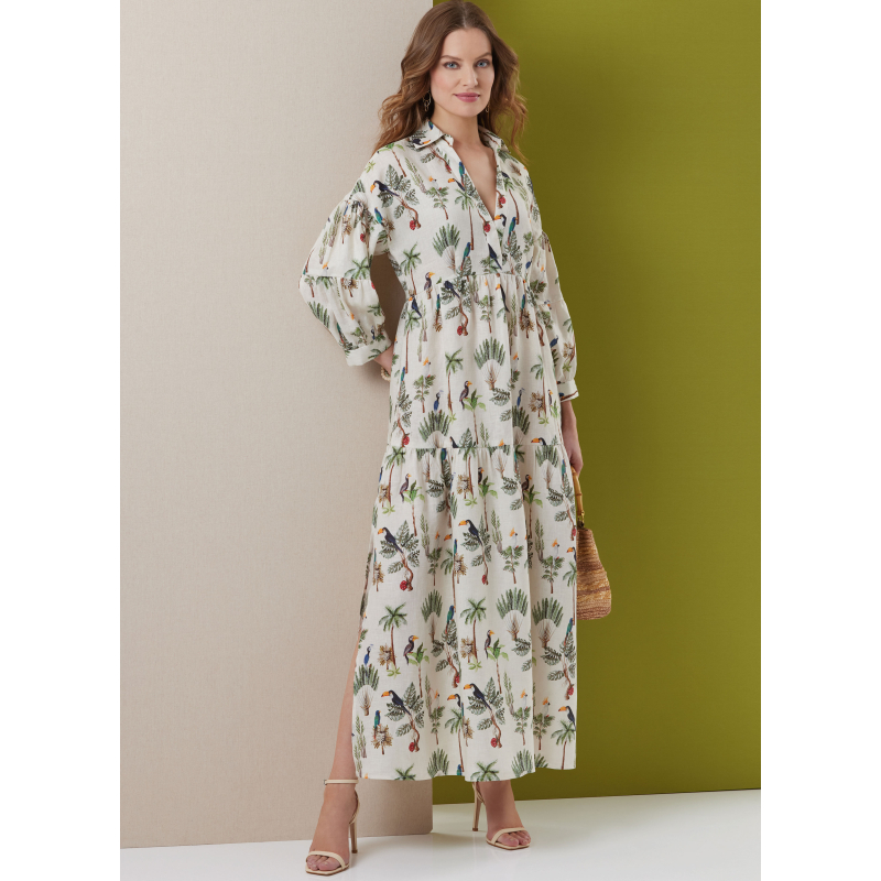 Patron Butterick 7039 R5 (42-50) - Robe à volants étagés
