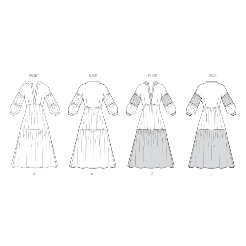Patron Butterick 7039 R5 (42-50) - Robe à volants étagés