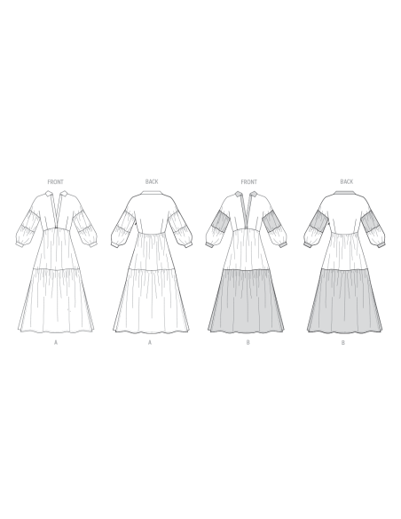 Patron Butterick 7039 R5 (42-50) - Robe à volants étagés