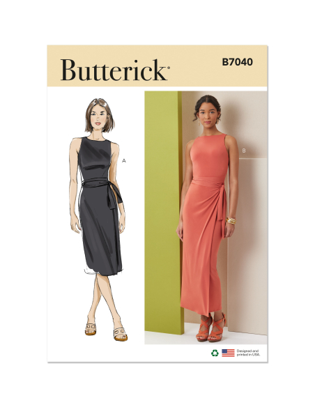 Patron Butterick 7040 Y5 (46-54) - Robe cache-coeur sans manches