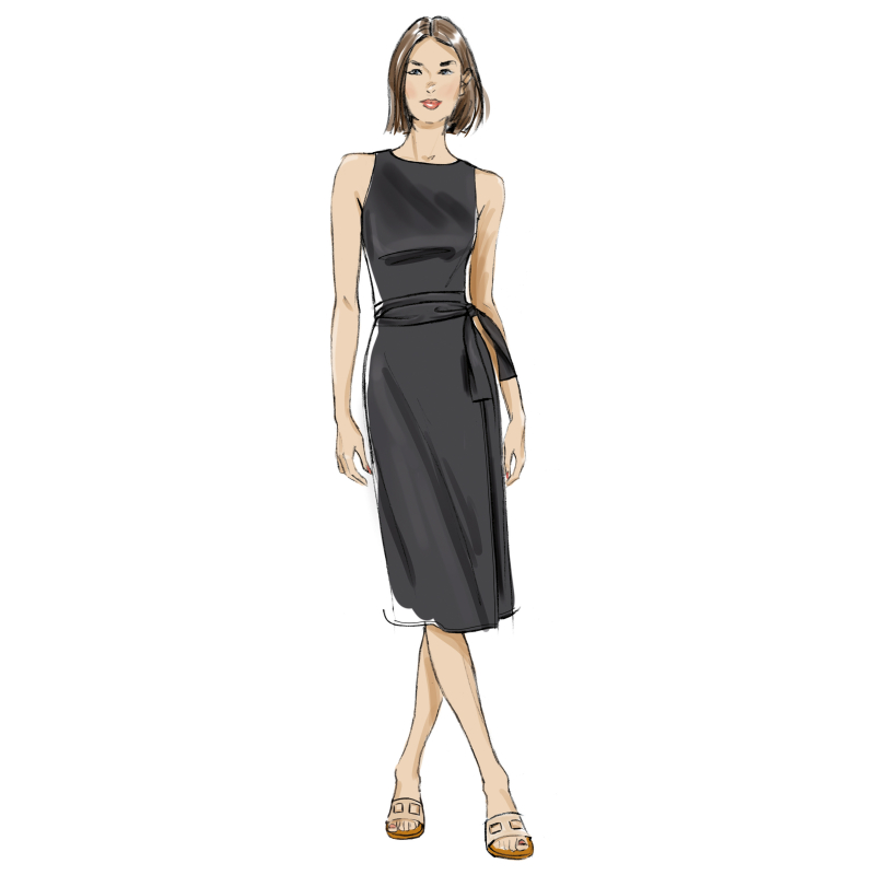 Patron Butterick 7040 Y5 (46-54) - Robe cache-coeur sans manches