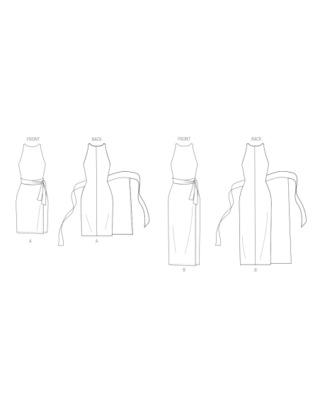 Patron Butterick 7040 Y5 (46-54) - Robe cache-coeur sans manches