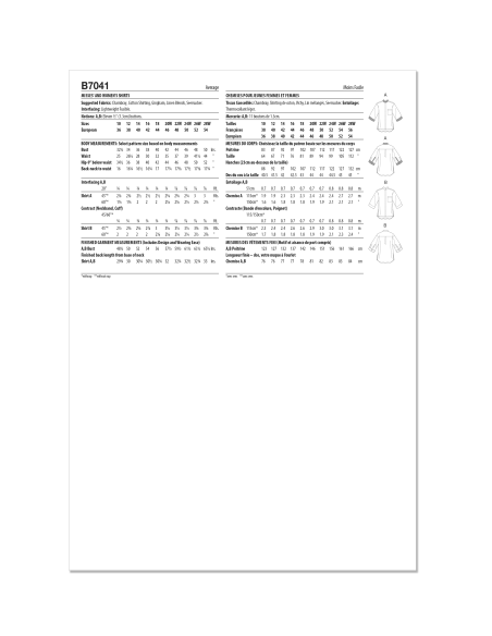 Patron Butterick 7041 AA (38-46) - Chemisier ample feminine