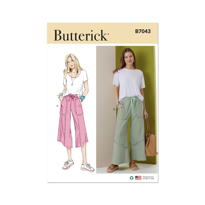 Patron Butterick  7043 (34-52) - Pantalon pull‑on décontracté