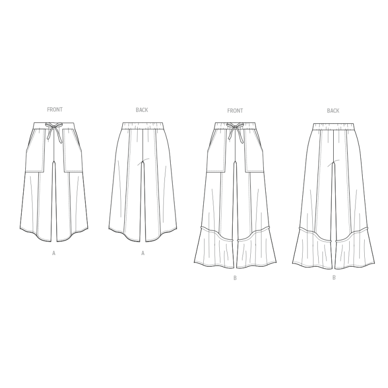 Patron Butterick  7043 (34-52) - Pantalon pull‑on décontracté