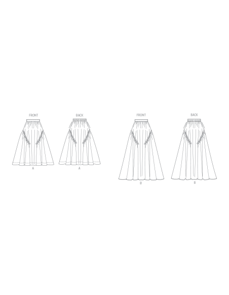 Patron Butterick 7044 Y5 (46-54) - Jupe évasée deux longueurs