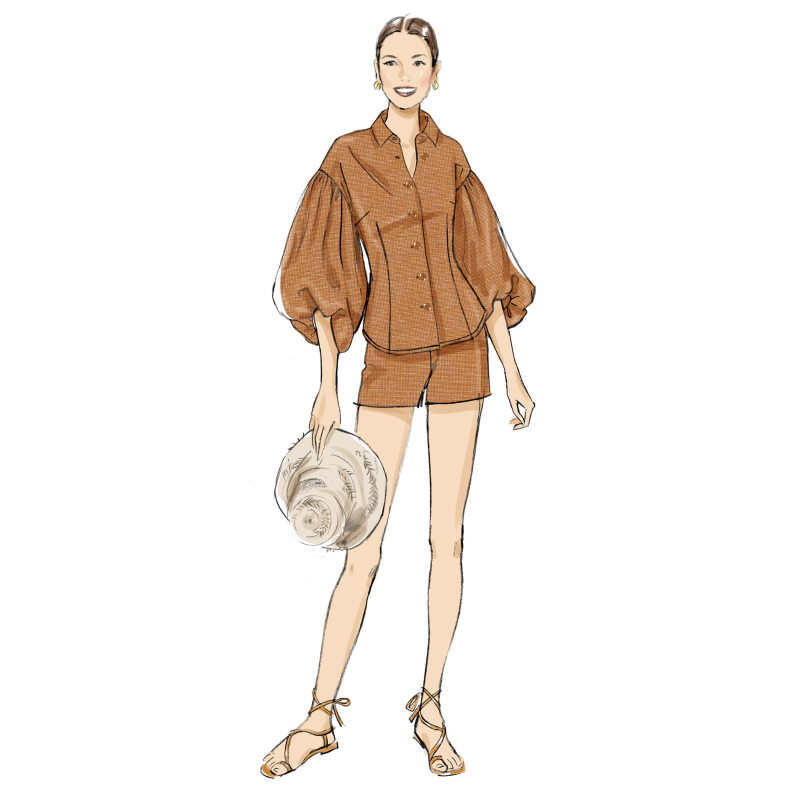Patron Butterick 7045 K5 (36-44) - Top boutonné & bas coordonnés