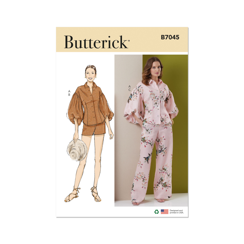 Patron Butterick 7045 K5 (36-44) - Top boutonné & bas coordonnés