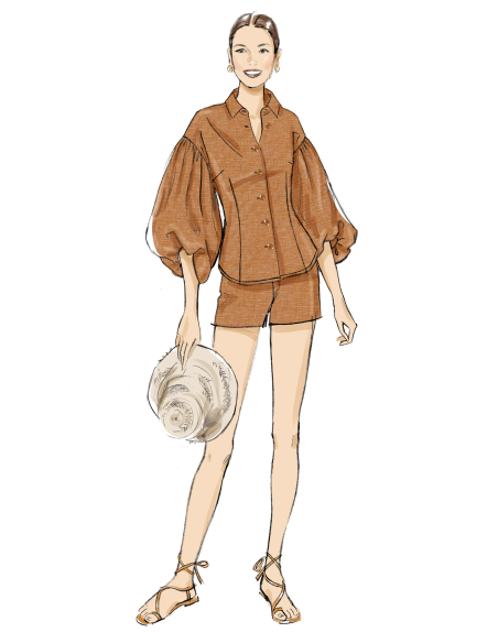 Patron Butterick 7045 Y5 (46-54) - Top boutonné & bas coordonnés