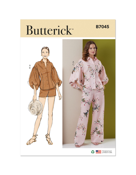 Patron Butterick 7045 Y5 (46-54) - Top boutonné & bas coordonnés