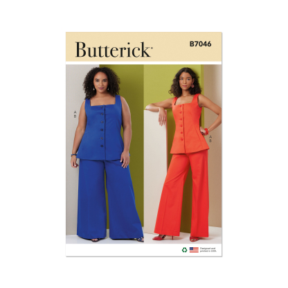 Patron Butterick 7046 AA (38-46) - Top sans manches et pantalon large