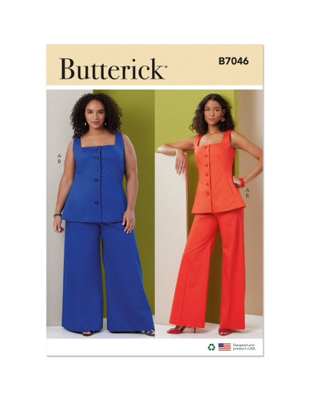Patron Butterick 7046 AA (38-46) - Top sans manches et pantalon large