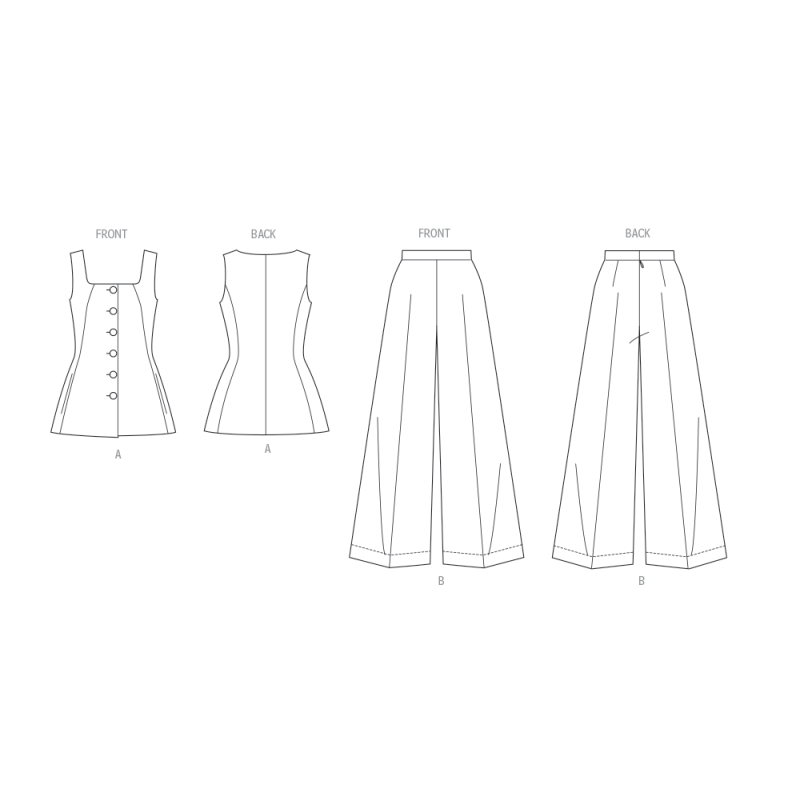 Patron Butterick 7046 BB (48-56) - Top sans manches et pantalon large