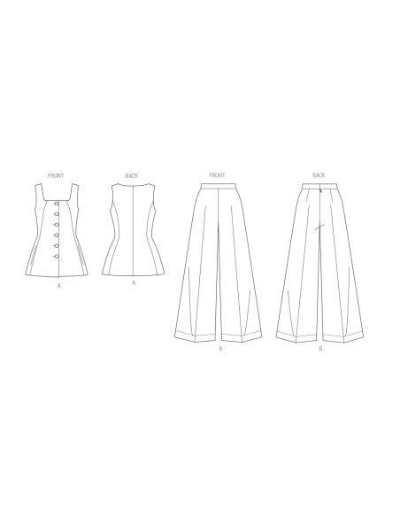 Patron Butterick 7046 BB (48-56) - Top sans manches et pantalon large