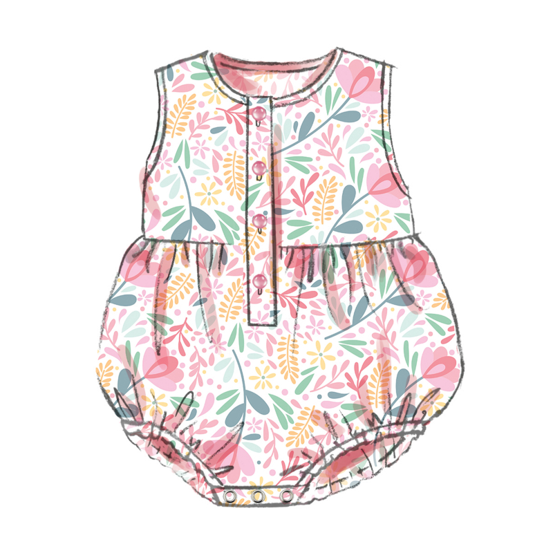 Patron Butterick 7048 (1-18) - Barboteuse bébé boutonnée