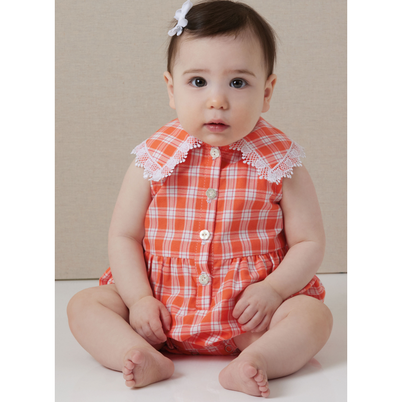 Patron Butterick 7048 (1-18) - Barboteuse bébé boutonnée