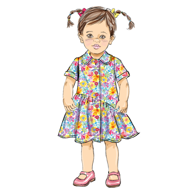 Patron Butterick 7049 (1/2-4) - Robe bébé boutonnée