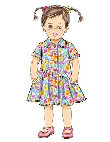 Patron Butterick 7049 (1/2-4) - Robe bébé boutonnée