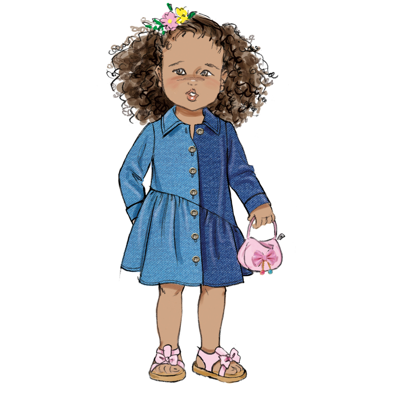 Patron Butterick 7049 (1/2-4) - Robe bébé boutonnée