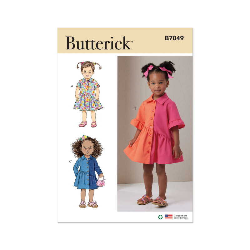 Patron Butterick 7049 (1/2-4) - Robe bébé boutonnée