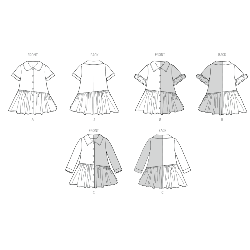 Patron Butterick 7049 (1/2-4) - Robe bébé boutonnée