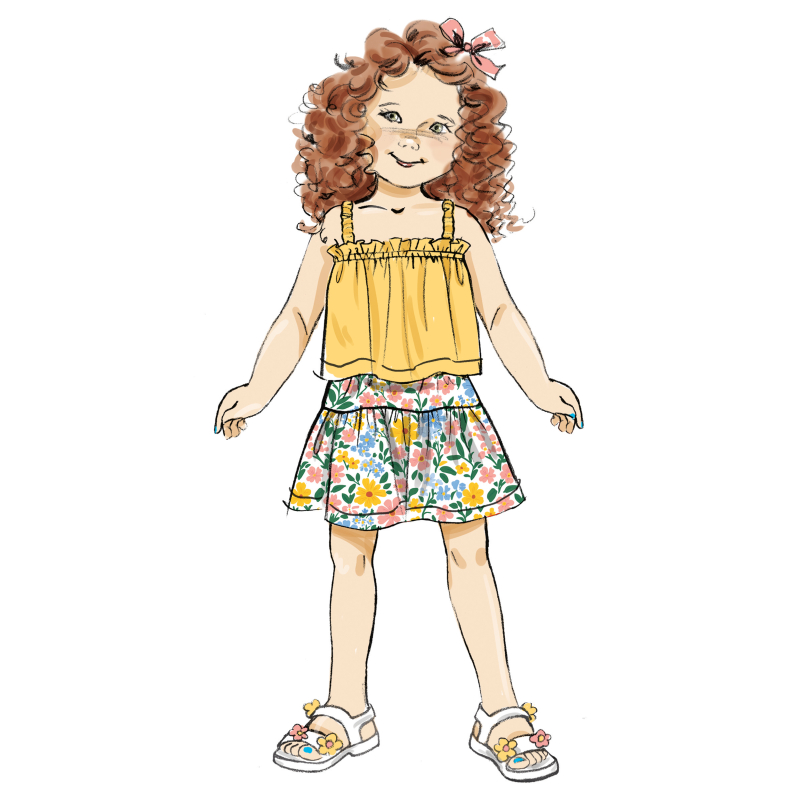 Patron Butterick 7050 (3-8) - Ensemble top volanté et jupe circle