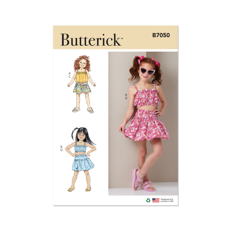 Patron Butterick 7050 (3-8) - Ensemble top volanté et jupe circle