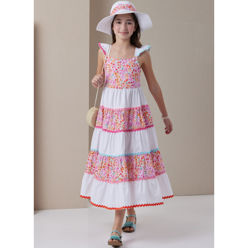 Patron Butterick 7051 (7-14) - Robe à volants et chapeau