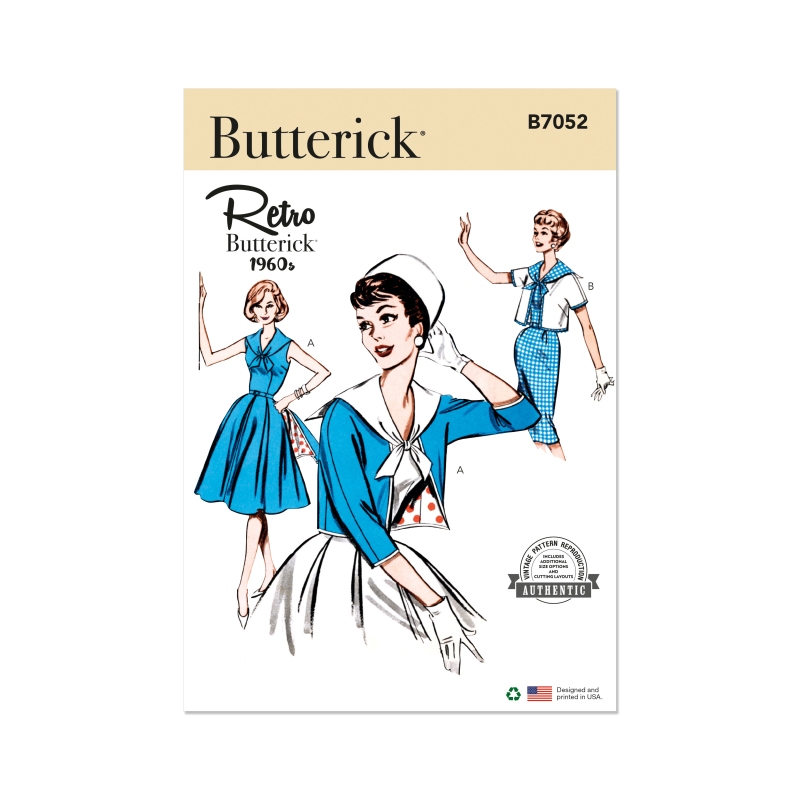 Patron Butterick 7052 Y5 (46-54) - Robe et veste rétro années 60