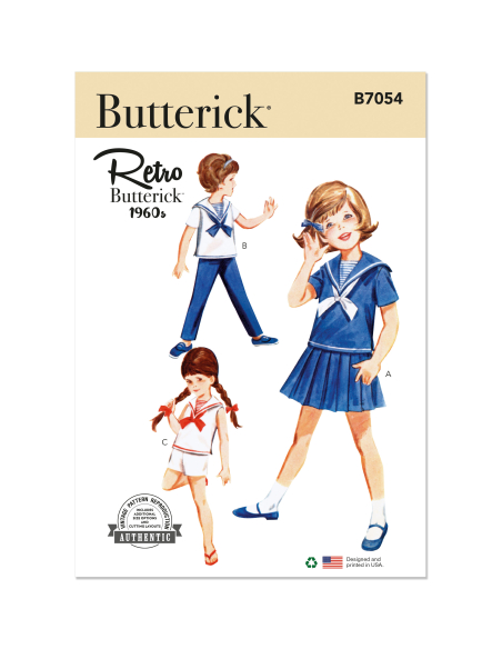 Patron Butterick 7054 CKK (5-8) - Ensemble enfant années 60