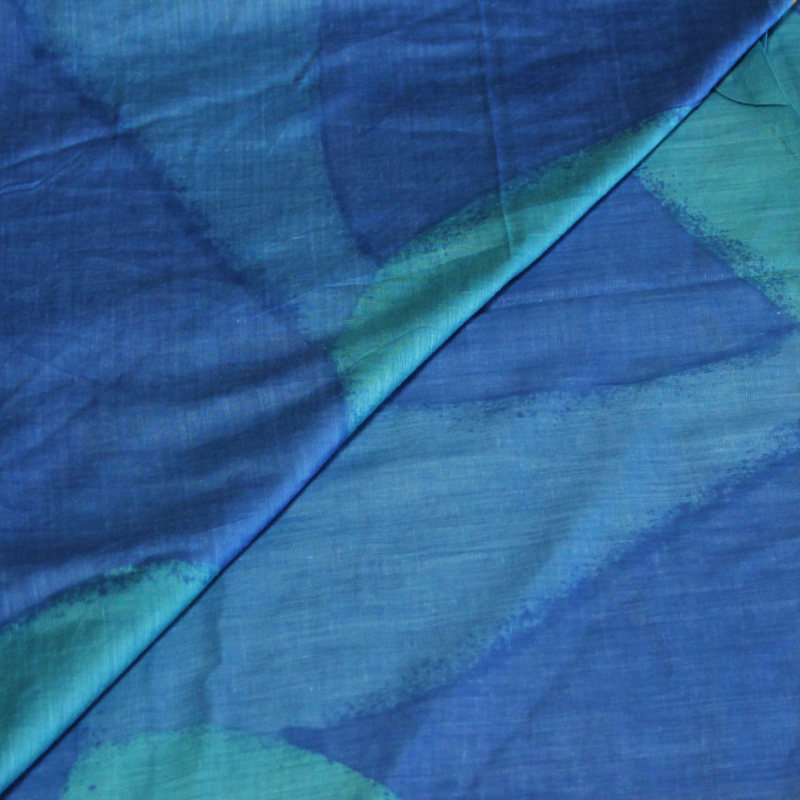 Paréo 100% coton - Fleuri fond bleu & turquoise