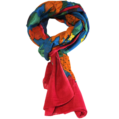 Paréo 100% coton - Multifruit fond bleu 2