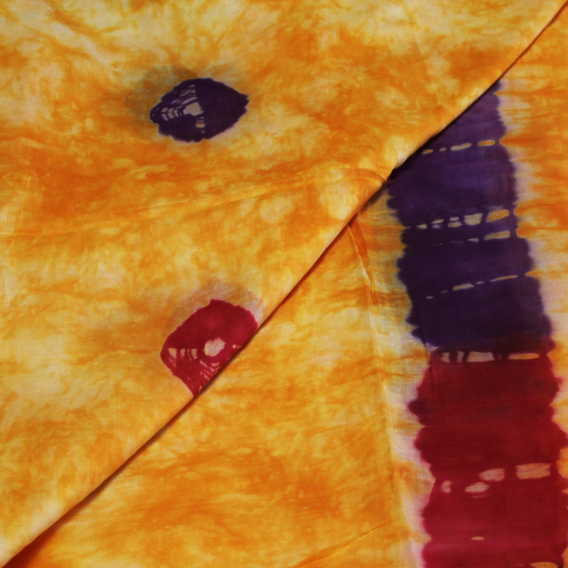 Paréo 100% coton - Tie and dye orange à motif