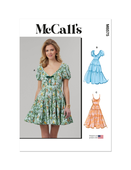 Patron McCall's 8575.Y5 (46-54) - Robe taille empire froncée et manches courtes