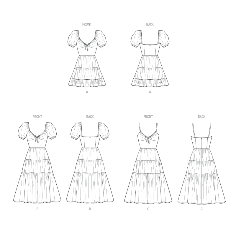 Patron McCall's 8575.Y5 (46-54) - Robe taille empire froncée et manches courtes