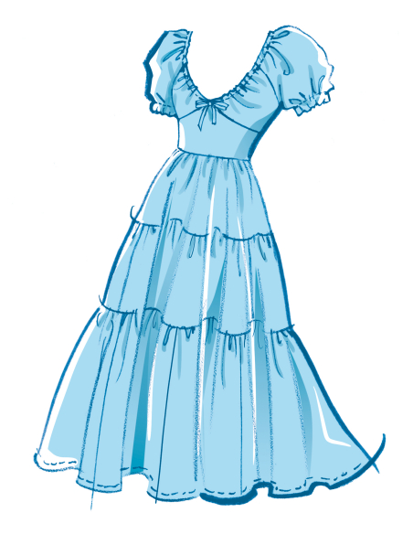 Patron McCall's 8575.Y5 (46-54) - Robe taille empire froncée et manches courtes