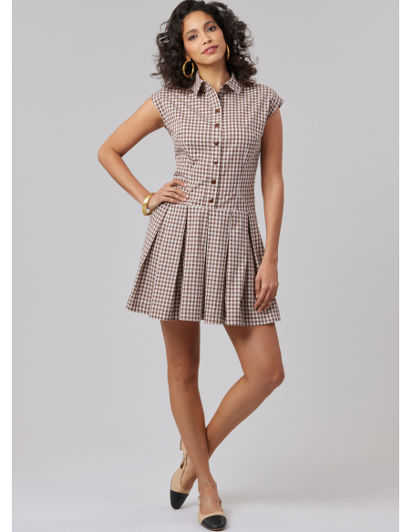 Patron McCall's 8576.H5 (34-42) - Robe taille basse à plis box & manches variées