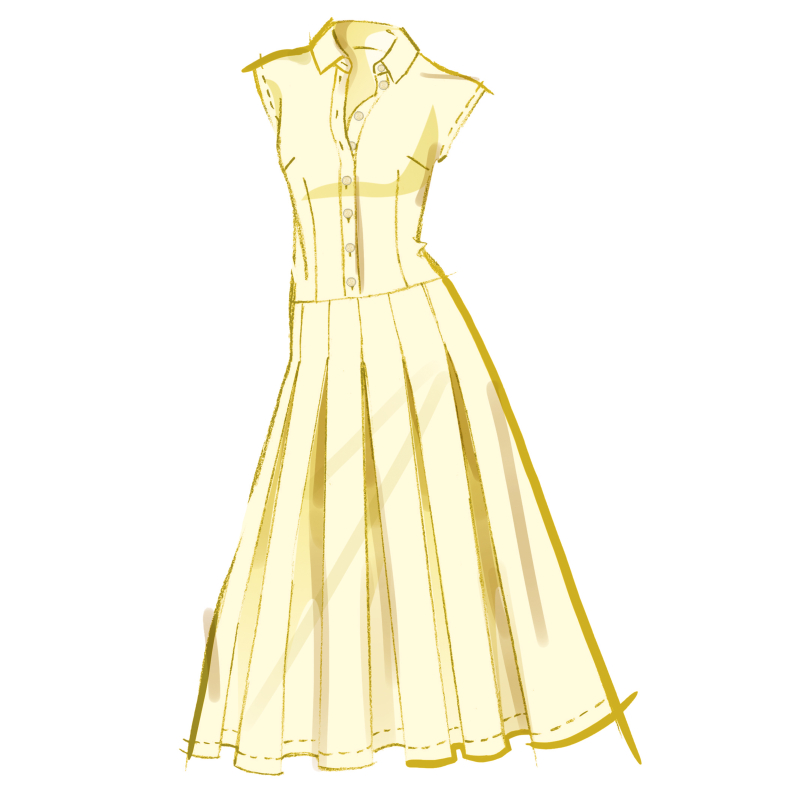 Patron McCall's 8576.U5 (44-52) - Robe taille basse à plis box & manches variées