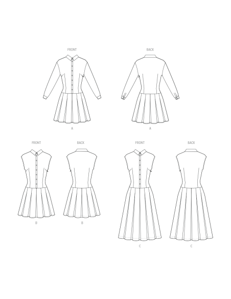 Patron McCall's 8576.U5 (44-52) - Robe taille basse à plis box & manches variées