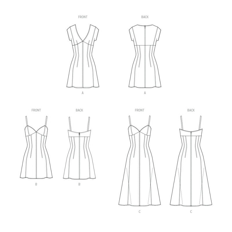 Patron McCall's 8577.K5 (36-44) - Robe ajustée à manches variées et encolure v