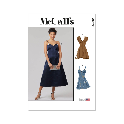 Patron McCall's 8577.Y5 (46-54) - Robe ajustée à manches variées et encolure v