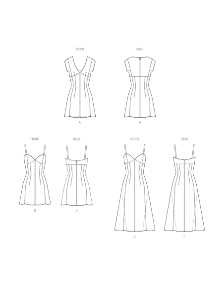 Patron McCall's 8577.Y5 (46-54) - Robe ajustée à manches variées et encolure v