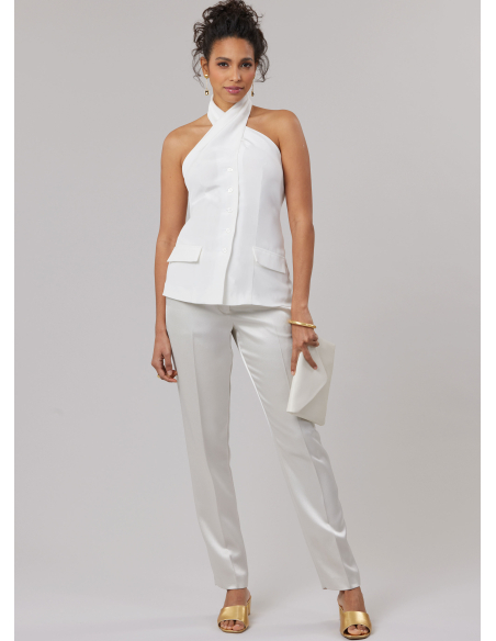 Patron McCall's 8579.K5 (36-44) - Top halter noué devant boutonné chic