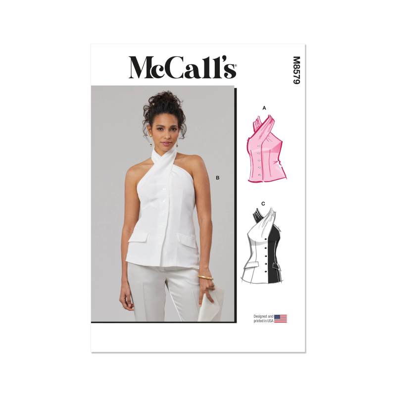 Patron McCall's 8579.K5 (36-44) - Top halter noué devant boutonné chic