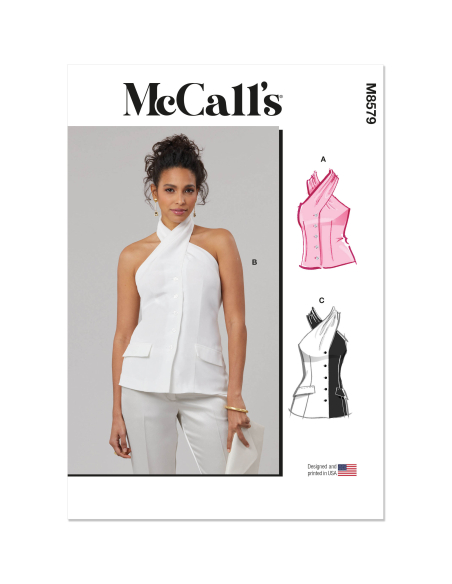 Patron McCall's 8579.K5 (36-44) - Top halter noué devant boutonné chic