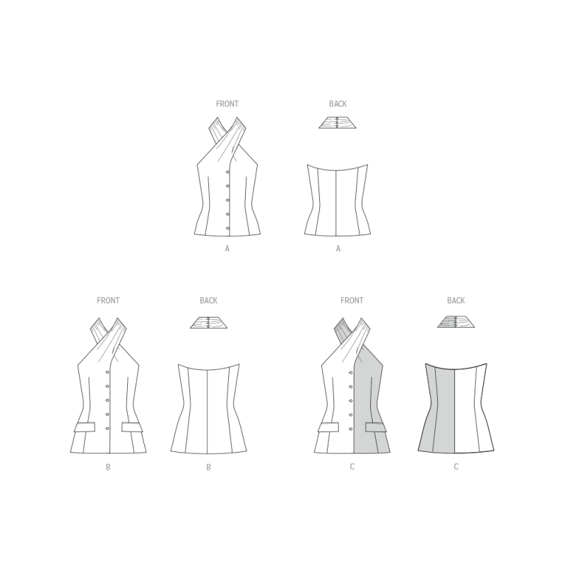 Patron McCall's 8579.K5 (36-44) - Top halter noué devant boutonné chic