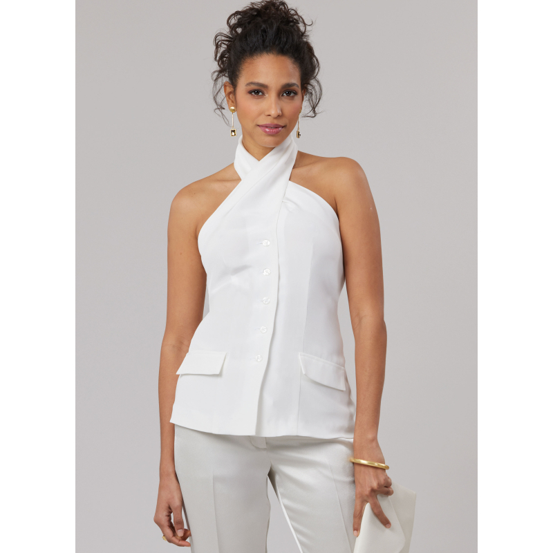 Patron McCall's 8579.Y5 (46-54) - Top halter noué devant boutonné chic