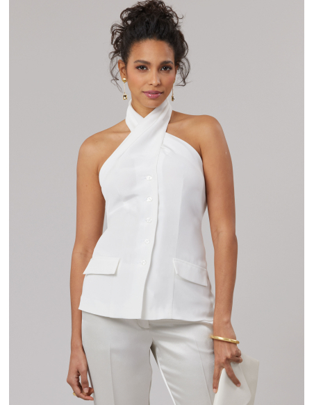 Patron McCall's 8579.Y5 (46-54) - Top halter noué devant boutonné chic