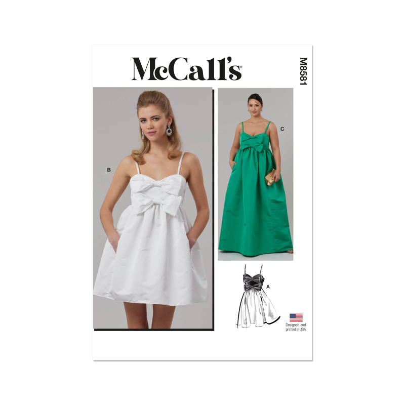 Patron McCall's 8581.M1 (38-46) - Robe taille empire sweetheart à bretelles