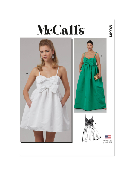 Patron McCall's 8581.W3 (58-66) - Robe taille empire sweetheart à bretelles